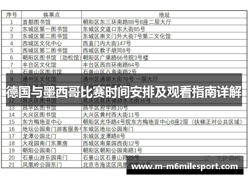 德国与墨西哥比赛时间安排及观看指南详解